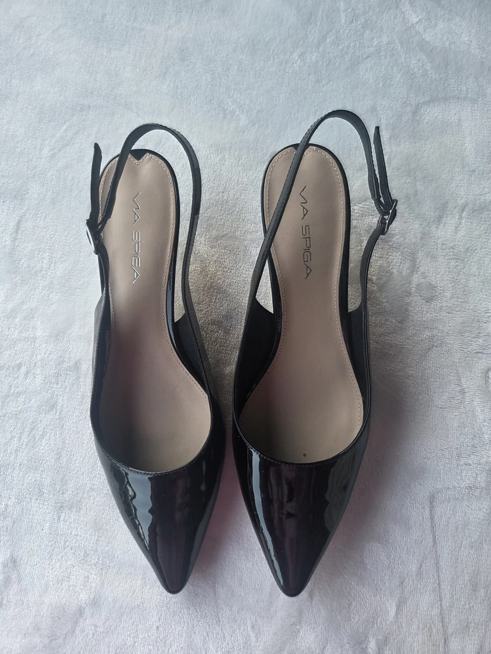 ✨ Via Spiga Black Patent Leather Slingback Kitten Heel Pumps Size 8M